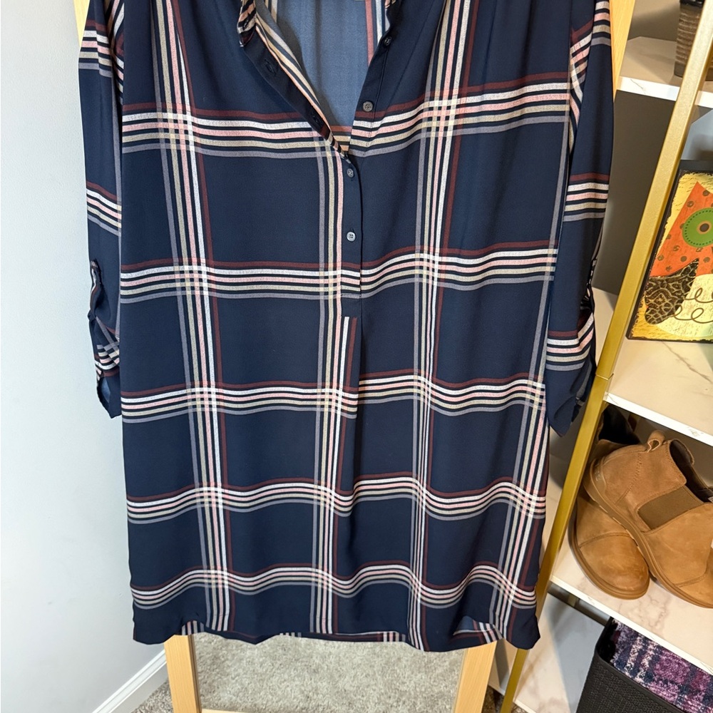 LOFT‎ Multicolor Plaid Shirt Dress